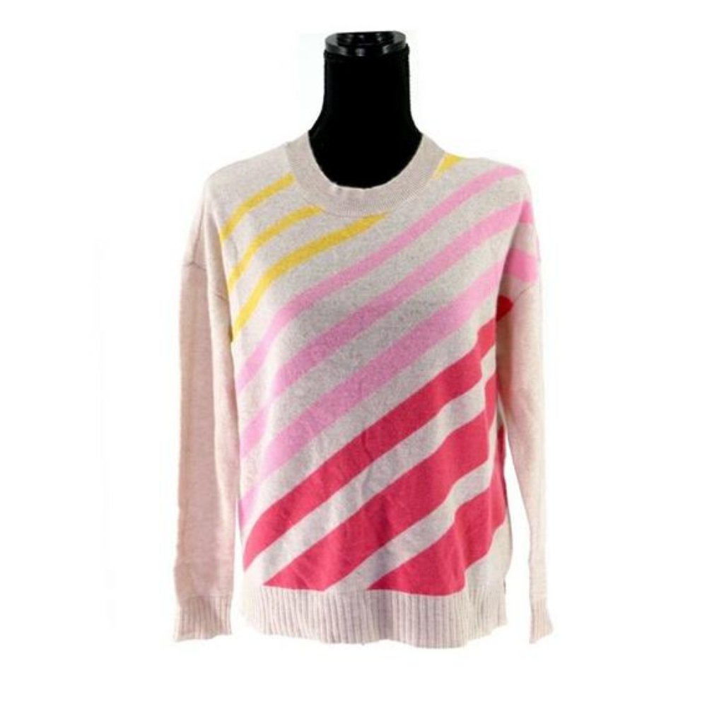 % Cashmere Diagonal-Striped Sweater